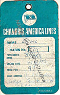 Back of baggage label issued from New York Office